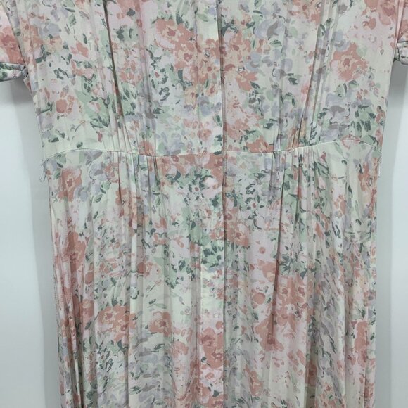 H&M Dress Floral Print Button Down Midi V Neck Short Sleeve - Picture 5 of 12